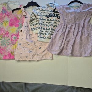 1 Lucky Brand girls Jacket with Hood, 3 Girls Dresses, All 5T and Pink.